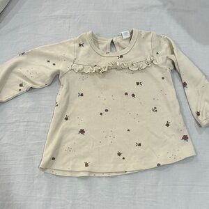 Colored organic Long Sleeve Kids Top with Floral Print